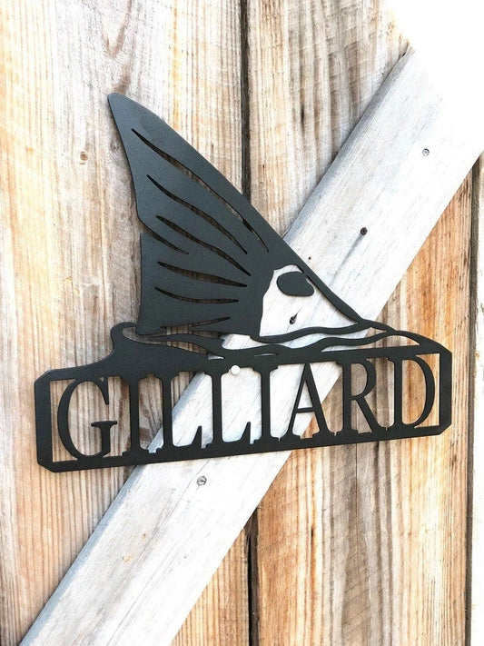 Red Fish Metal Art Personalized Fish Sign Metal Fish Fisherman Gift - 8 inches - metal sign