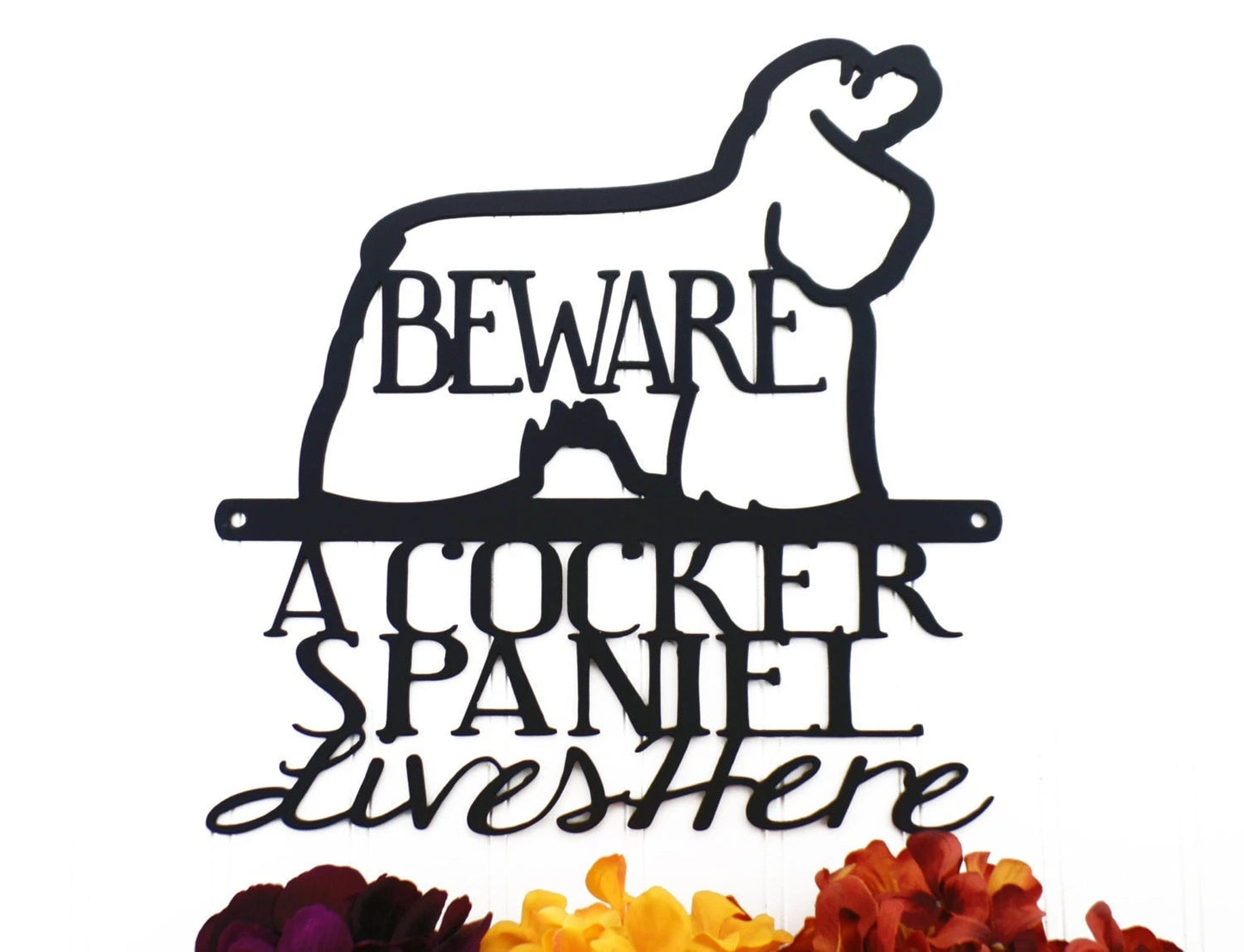 Cocker Spaniel Dog Lover Gift Dog Mom Metal Sign Wall Hanging Outdoor Sign Matte Black Shown 1