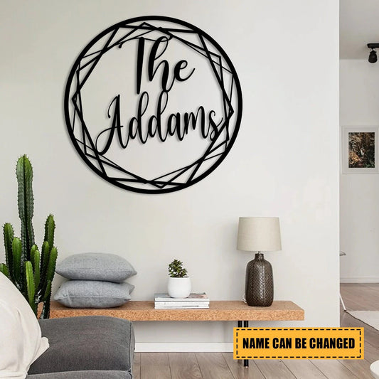 Personalized Your Family Name Metal Art, Door Sign, Door Hanger Laser Cut Metal Signs Custom Gift Ideas - 8 inches - metal sign