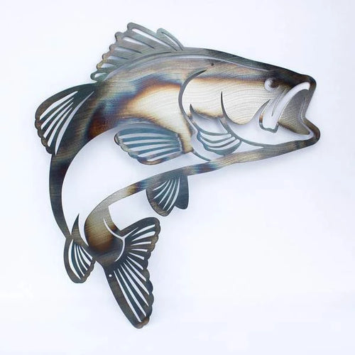 Jumping Bass Cut Metal Sign Metal House Sign