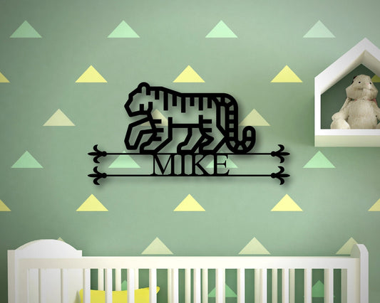 Personalized Metal Family Tiger Sign, Metal Boys Tiger Sign, Front Porch Sign, Boys Room Sign, Metal - metal sign