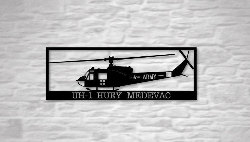 Uh1 Huey Medevac Helicopter Us Metal Sign Cut Metal Sign Wall Decor