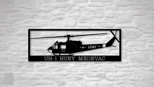 Uh1 Huey Medevac Helicopter Us Metal Sign Cut Metal Sign Wall Decor