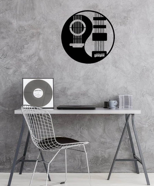 Circular Guitar Music Art Wall Art Decor Cut Metal Sign Laser Cut Metal Signs Custom Gift Ideas - 8 inches - metal sign