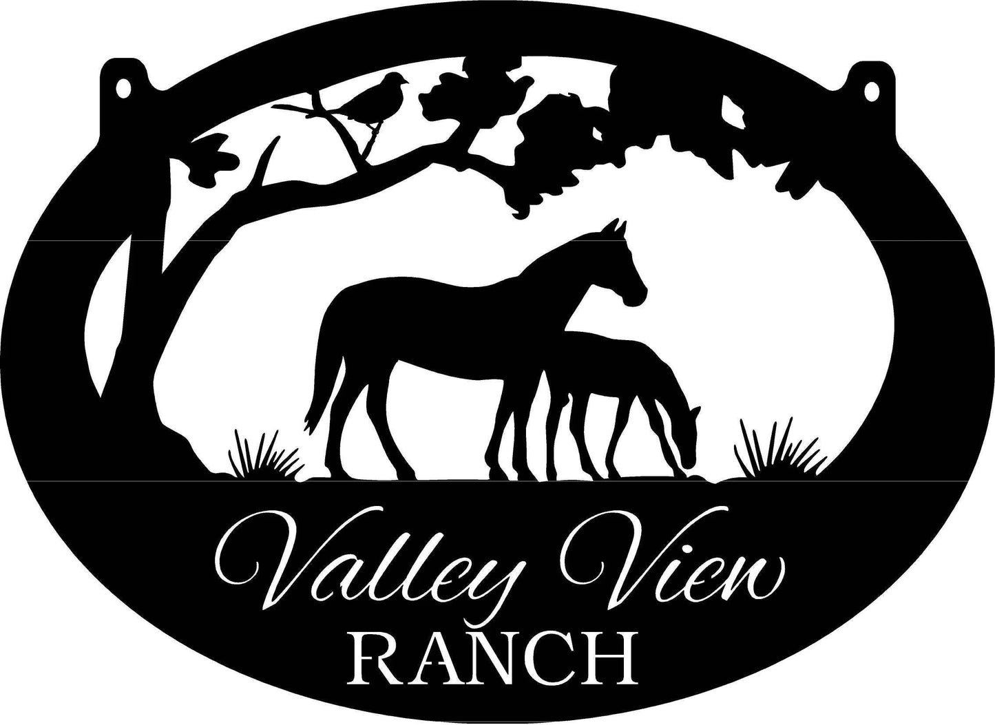 Horse And Foal Sign Metal Horse Sign With Mare And Foal Customized With Your Name Metal House Sign