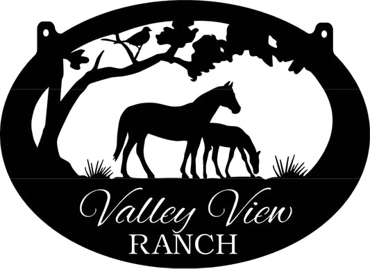 Horse And Foal Sign Metal Horse Sign With Mare And Foal Customized With Your Name Metal House Sign - 8 inches - metal sign