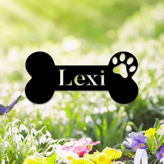 Personalized Dog Paw Bone Metal Sign, Custom Pet Housewarming Wall Decor, Metal Laser Cut Metal Signs Custom Gift Ideas - 8 inches - metal sign