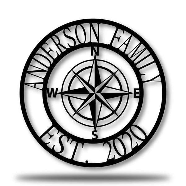 Compass Monogram Customized Metal Signs Custom Metal Sign Custom Signs Metal Sign