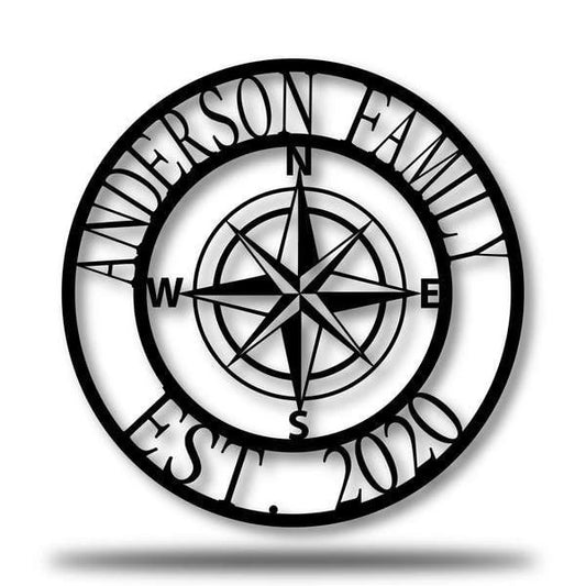 Compass Monogram Customized Metal Signs Custom Metal Sign Custom Signs Metal Sign - 8 inches - metal sign