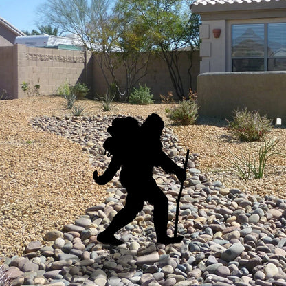 Bigfoot Hiking Metal Yard Sign, Hiking Mountain Garden Art Laser Cut Metal Signs Custom Gift Ideas