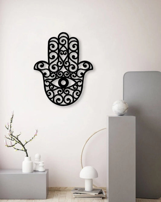 Hand of Fatima Hamsa Blessing Above Bed Decor Cut Metal Sign Laser Cut Metal Signs Custom Gift Ideas - 8 inches - metal sign