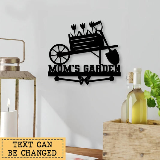 Personalized Garden Metal Wall, Wheelbarrow Flower Tulips Metal Sign, Steel Sign, Grandma Grandpa's Name - metal sign