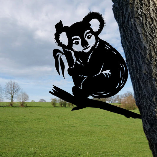 Funny Koala Metal Tree Stake, Animals Garden Art Laser Cut Metal Signs Custom Gift Ideas - 8 inches - metal sign