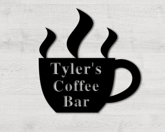 Coffee Bar Metal Sign, Custom Coffee Shop Sign, Personalized Coffee Sign, Coffee Metal Art, Kitchen Wall - metal sign