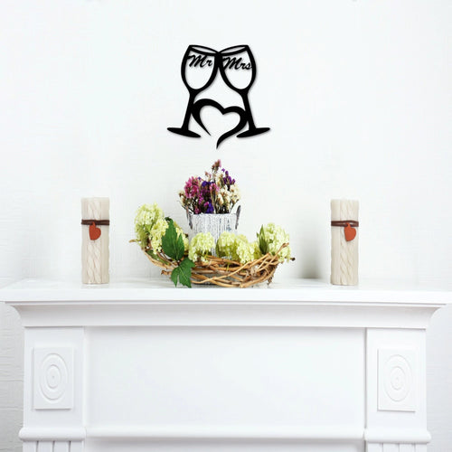 Mr And Mrs Sign Metal Wine Glasses With Heart Bride And Groom Gifts Champagne Flutes Love Decor Wedding Sign Gift For Couple