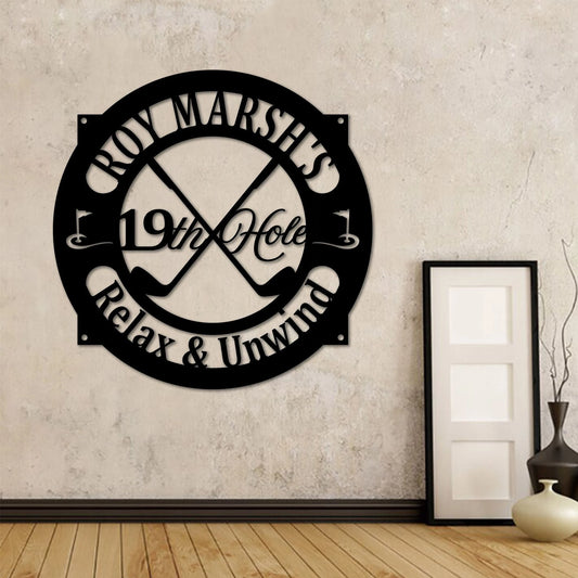 Golf 19th Hole Classic Metal Signs Golf Gift For Men 19th Hole Sign Metal Golf Sign Golf Gifts For Dad Golf Yard Decor - 8 inches - metal sign