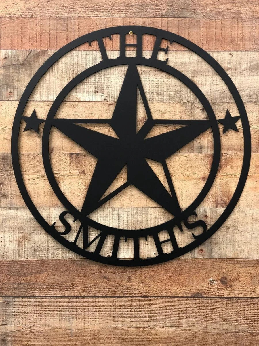 Texas Star Monogram Design Cut Metal Sign Wall Decor Metal Sign Metal Art