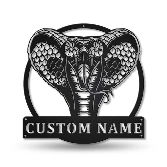 Personalized Cobra Snake Metal Sign Art, Custom Cobra Snake Metal Sign, Animal Funny, Pets Gift, Birthday - metal sign