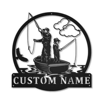 Personalized Fishing Father And Son Monogram Metal Sign Art, Custom Fishing Father & Son Metal Sign, Fishing Gifts For Me, Birthday Gift, Laser Cut Metal Signs Custom Gift Ideas
