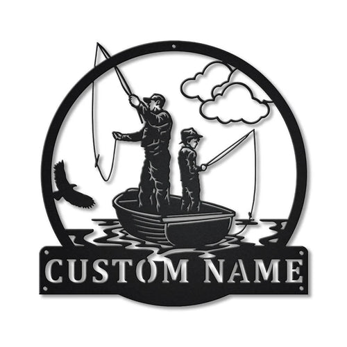 Personalized Fishing Father And Son Monogram Metal Sign Art, Custom Fishing Father & Son Metal Sign, Fishing Gifts For Me, Birthday Gift, Laser Cut Metal Signs Custom Gift Ideas