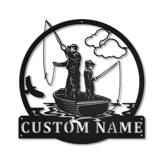 Personalized Fishing Father And Son Monogram Metal Sign Art, Custom Fishing Father & Son Metal Sign, Fishing Gifts For Me, Birthday Gift, Laser Cut Metal Signs Custom Gift Ideas