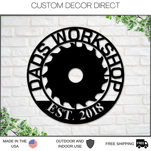 Christmas Gift, Workshop Sign, Customized Shop Sign, Fathers Day Gift, Personalized Garage, Workshop Sign, Dads Garage Shop Sign, Man Cave Laser Cut Metal Signs Custom Gift Ideas