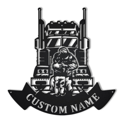 Personalized Trucker Dad And Son Monogram Metal Sign Art , Custom Dad And Son Metal Sign, Trucker Lover Sign Decoration For Living Room, Laser Cut Metal Signs Custom Gift Ideas