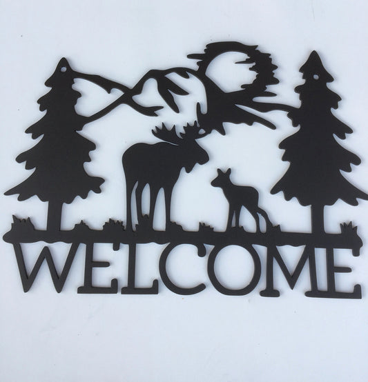Metal Welcome Sign Outdoor Welcome Sign Moose Metal Sign Wedding Gift Outdoor Welcome Sign Out Door Welcome Word Art - 8 inches - metal sign