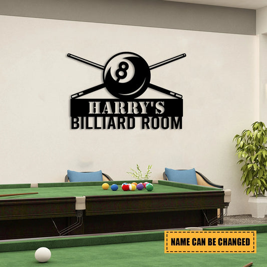 Custom Name Billards Metal Art, Man Cave Decor Laser Cut Metal Signs Custom Gift Ideas - 8 inches - metal sign