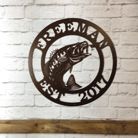 Metal Largemouth Bass Fishing Sign, Cut Metal Sign, Metal Wall Art, Metal House Sign Laser Cut Metal Signs Custom Gift Ideas - 8 inches - metal sign