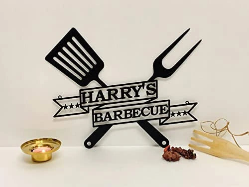 Custom name's Barbecue Personalized Cut Metal Sign Laser Cut Metal Signs Custom Gift Ideas - metal sign