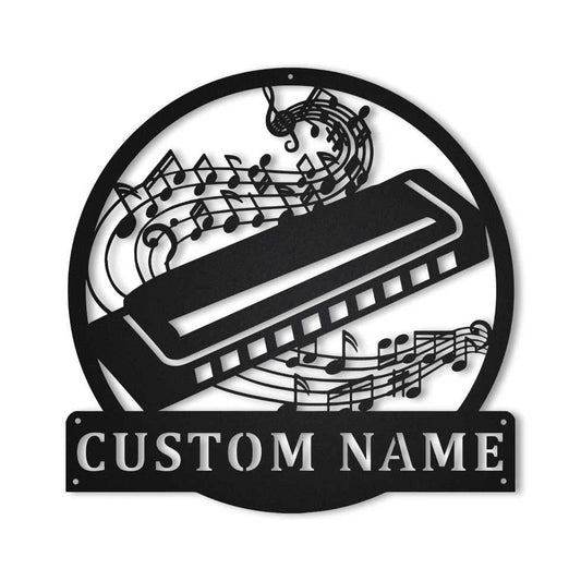 Personalized Harmonica Monogram Metal Sign Art, Custom Harmonica Monogram Metal Sign, Musical Instrument - metal sign