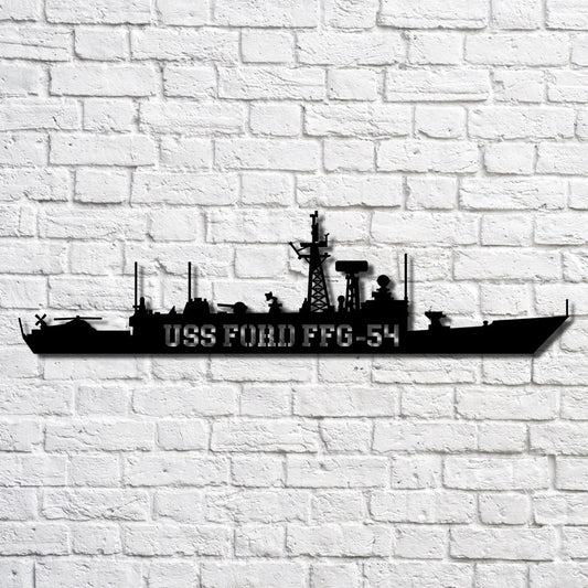Uss Ford Ffg54 Navy Ship Metal Art, Custom Us Navy Ship Cut Metal Sign, Gift For Navy Veteran, Navy Ships - metal sign