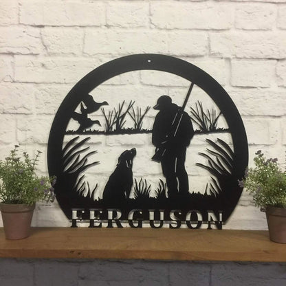Personalized Duck Hunter & Lab Sign Cut Metal Sign Metal House Sign