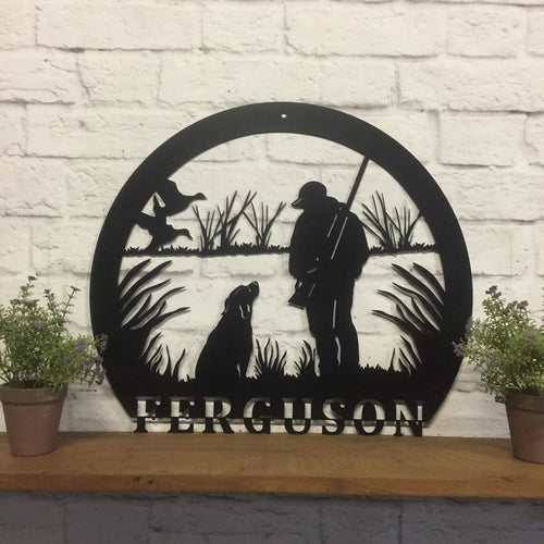 Personalized Duck Hunter & Lab Sign Cut Metal Sign Metal House Sign