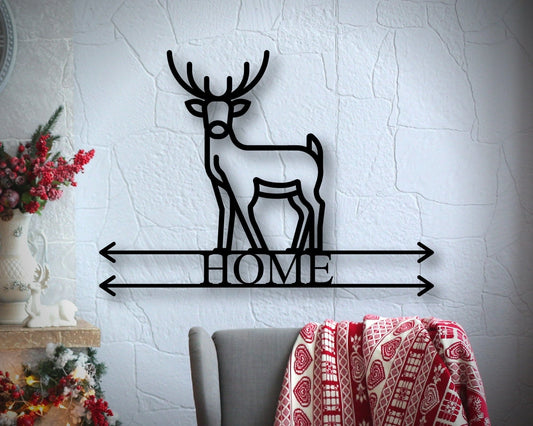 Personalized Metal Family Deer Sign, Metal House Number Deer Sign, Front Porch Sign,address Sign,metal - metal sign