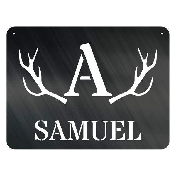 Antler Plaque Monogram Customized Metal Signs, Custom Metal Sign, Custom Signs, Metal Sign, Metal Laser Cut Metal Signs Custom Gift Ideas