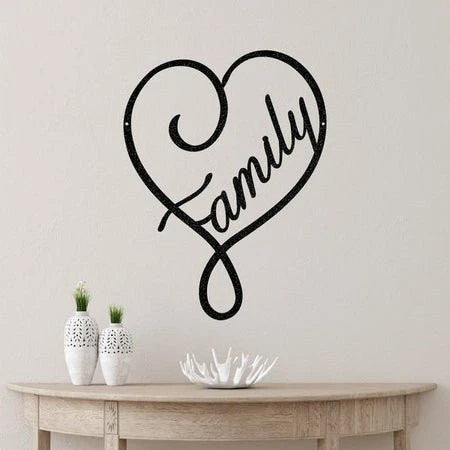 Family Heart Customized Metal Signs Custom Metal Sign Custom Signs Metal Sign - 8 inches - metal sign