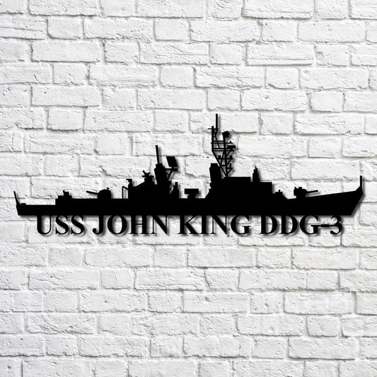 Uss John King Ddg3 Navy Ship Metal Art, Custom Us Navy Ship Cut Metal Sign, Gift For Navy Veteran, Navy - metal sign