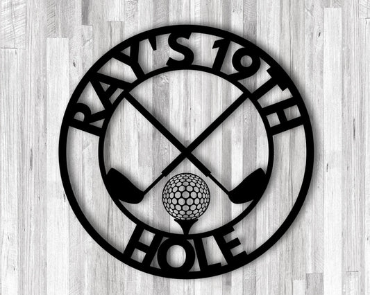 Personalized Golf Sign Personalized Golf Decor Golf 19th Hole Sign Bar Sign Metal Golf Sign Golf Gifts For Men Man Cave Sign - 8 inches - metal sign