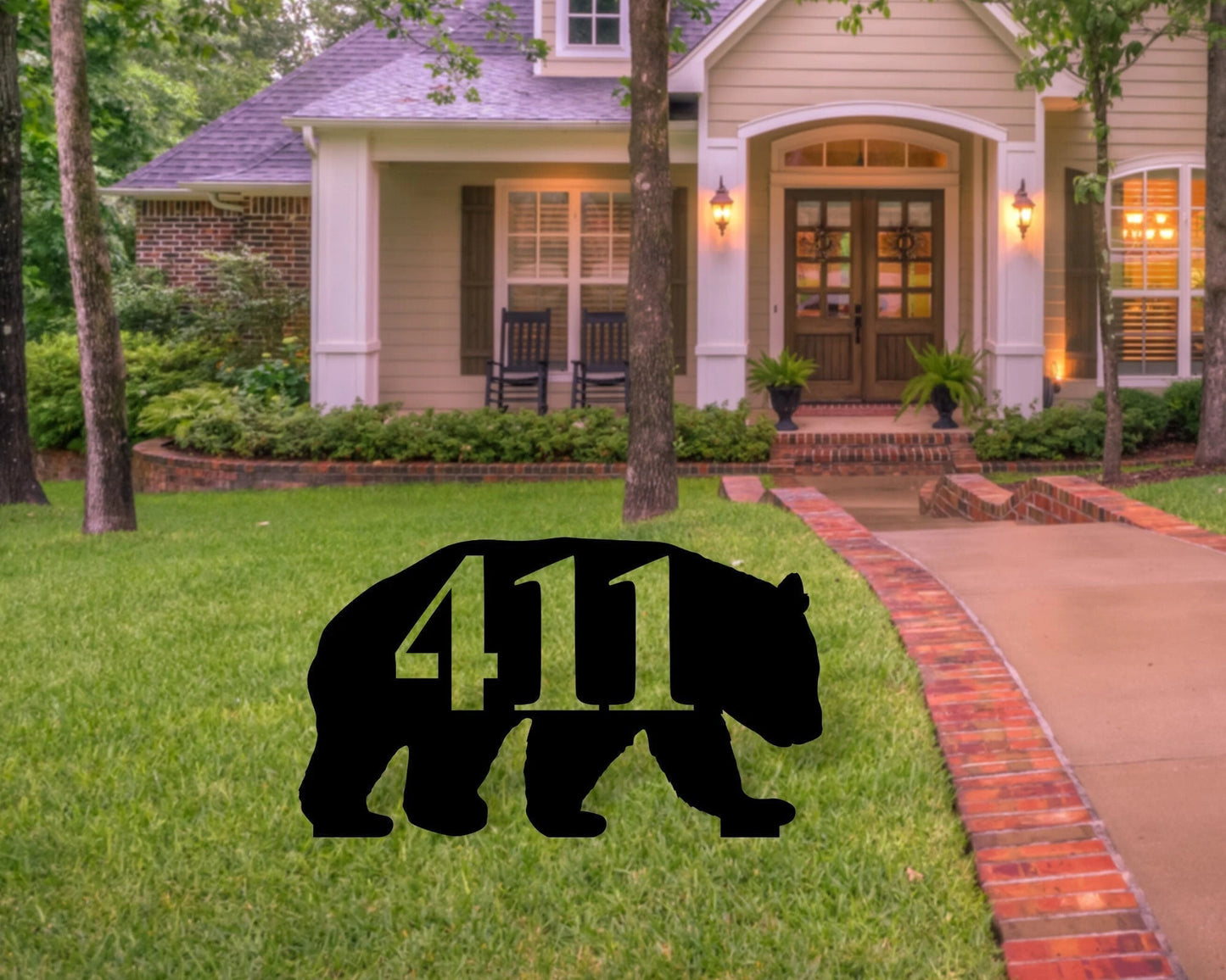 Bear Themed Custom Address Steel Yard Sign Bear Address Sign Bear House Number Plaque Custom Metal Monogram Address Plaque Front Yard