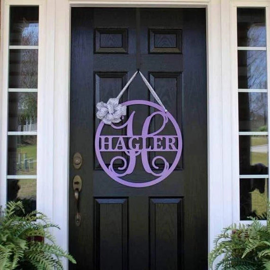 Split Name Family Last Name Sign Cut Metal Sign Metal House Sign - 8 inches - metal sign
