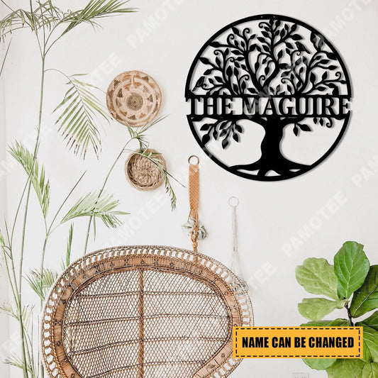 Personalized Name Tree Of Life Metal Decor, Natural Steel Art, Metal Laser Cut Metal Signs Custom Gift Ideas - 8 inches - metal sign