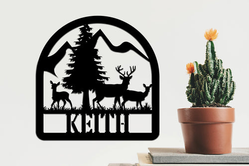 Deer Sign Deer Antler Decor Deer Hunter Gift Deer Camp Sign Christmas Gift For Him Deer Name Metal Sign Fathers Day Gift Metal Art