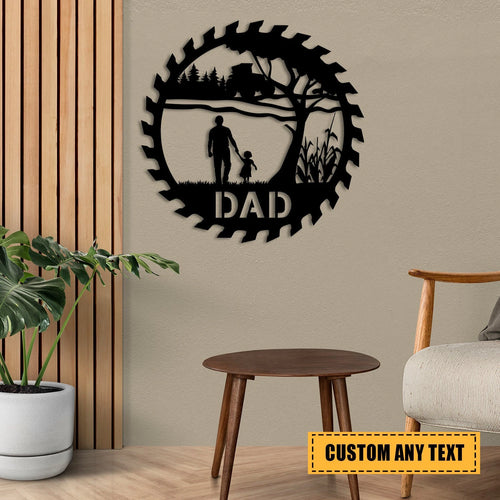 Custom Farmer Dad And Little Daughter Metal Sign, Father's Day Gift Laser Cut Metal Signs Custom Gift Ideas