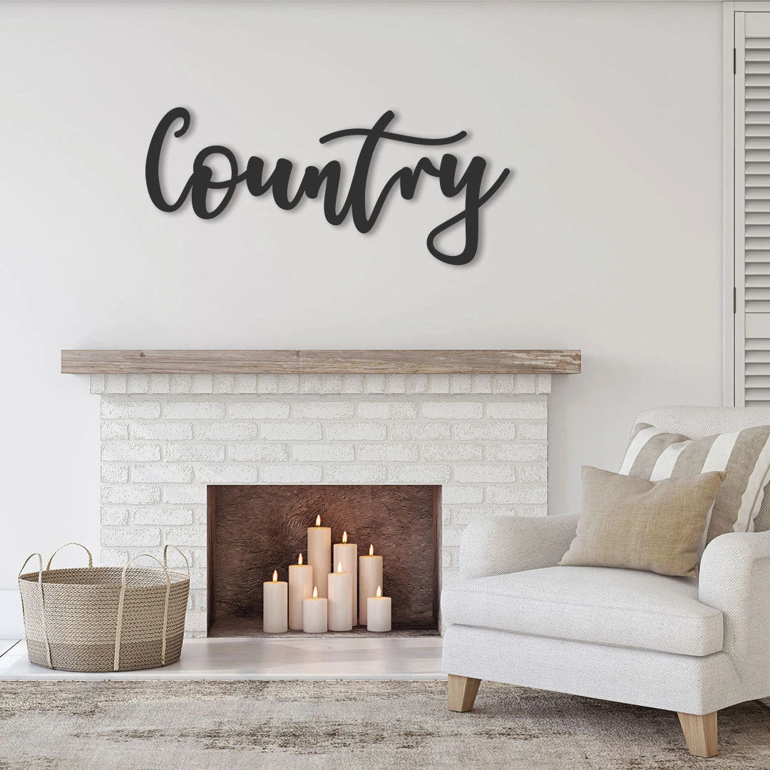Country Sign, Country Metal Sign, Custom Farmhouse Decor, Personalized Farmhouse Wall Art, Cursive Farmhouse Word Art Laser Cut Metal Signs Custom Gift Ideas