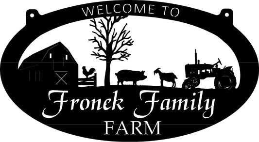 Metal Sign With Barn And Goatpig Chicken Scene Customized With Your Name Metal House Sign - 8 inches - metal sign