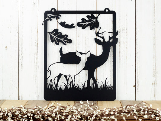 Deer Garden Hanging Black Metal Sign Fall Decor Yard Sign Outdoor Art Garden Decor - 8 inches - metal sign
