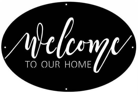 Metal Oval Welcome To Our Home Sign Metal House Sign - 8 inches - metal sign