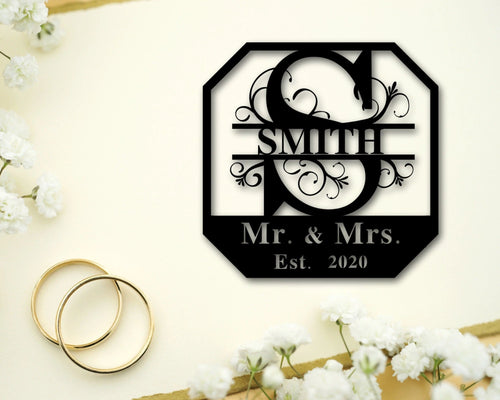 Personalized Elaborate Family Name Metal Sign, Housewarming Gift, Metal Wall Art, Door Hanger, Wedding Gift, Metal Monogram Sign,anniversary, Metal Laser Cut Metal Signs Custom Gift Ideas